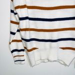 Charlotte Russe Charlotte Ruse White Brown & Navy Blue Striped Knit Sweater Photo 3