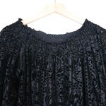 Free People  Womens S A Little Twist Off Shoulder Velvet Black Top Photo 3