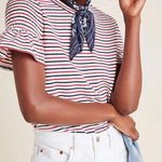 English Factory Striped Smocked Flutter Sleeves Red, White, & Blue - Sz L 💚🎀 Photo 0