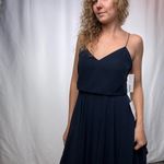 Jenny Yoo NWT  Inesse Chiffon V Neck Maxi Dress in‎ Navy Blue Size 2 Photo 4