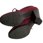 Giani Bernini  Lace Up Ankle Bootie 7.5 Burgundy Suede Leather Block Heel Photo 4
