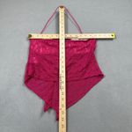 SheIn  Halter Top M Hot Pink Lace Bow Neck Asymmetrical Handkerchief Hemline Y2K Photo 2
