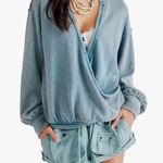 We The Free / Free People Anyway Wrap Tee- Deep Teal- Oversized- Size Medium Photo 0
