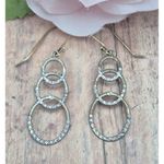 VTG Sterling Silver 925 & Gold Vermeil 3 Rings Dangle Hoop Earrings Mom Jordan Photo 2