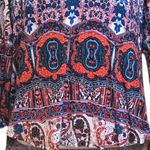 cupio  Multicolored Paisley Print Open V Cut Neck Long Sleeve Top  •Size Medium Photo 11