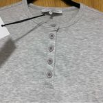 We Wore What  Crew Neck Henley Grey Ribbed Bodysuit - Size Small Photo 2