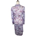 Vintage Floral High Neck Ruffle Front Dress Women’s *M Long Sleeve Boho Maxi Purple Size M Photo 4