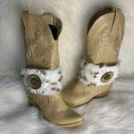 Handmade Womens Beige Animal Print Faux Fur Removable Boot Band One Size Tan Photo 1