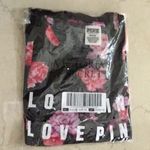 PINK - Victoria's Secret  Black Floral Crop Top Floral Shine Girlfriend Cropped Tee Photo 2