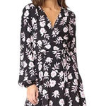 Yumi Kim  Tucked Away Duchess Wrap Dress Black Pink Floral‎ Women XS Long Sleeves Photo 0