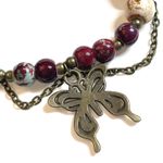 Bronze Butterfly Bracelet Burgundy Star Tan Boho Ceramic Elastic Stretchy Purple Photo 4