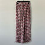 Boden Crinkle Wide Leg High Rise Viscose Lightweight Trouser Pant Pink Green 4 White Photo 2