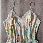 Delicates Vintage Romper Teddy Lingerie pastel floral lace trim size L high cut Photo 2