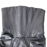 Oh Polly Navy Blue Faux Leather Bandea Strapless Corset Wrap Mini Dress Sz 4 Photo 4