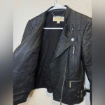 MICHAEL Michael Kors 100% Leather Moto Black Jacket‎ Size XXS Photo 8