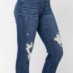 Judy Blue Button Fly Distressed Boyfriend Jeans - Dark Blue Size 7/28 Photo 1