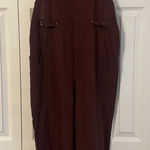 Brown/Burgundy Sleeveless Linen Jumpsuit, Large Brown Photo 0