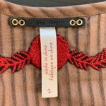 Free People Striped Embroidered Tunic Top Brown Red Floral Lace Up Boho Size 2 Photo 2