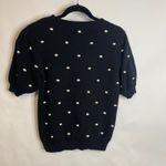 Maison Jules  Black Short Sleeve Sweater Cream Popcorn Texture Sz Small Photo 5