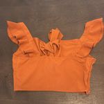 Cider  Terracotta Ruffle Sleeve Crop Top Photo 6