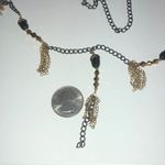 Vintage Gold Tone & Black Metal Dangling Fringe Tassel Boho Necklace Photo 1