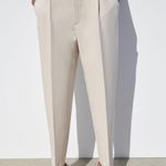 ZARA ecru high waisted belted fabric pants casual office preppy Photo 11