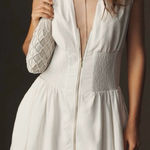 Anthropologie  The Tommie Linen Smocked Front-Zip Mini Shirt Dress, Size XS Photo 0