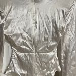 ZARA NWT Satin Bodysuit Long sleeve ruched draped fit bodice shiny Sz M white Photo 6