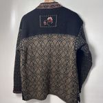 Icelandic Design Sweater 100% Wool 1/4 Zip cardigan Black Floral Embroidery M Size M Photo 1