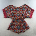 Anthropologie Free People Tricia Fix M Medium Tunic Top Ikat Print Short Sleeve Boho Fairy Photo 9