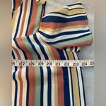 Monteau  Los Angeles Size XL Cold Shoulder Navy Cream Sage Striped Ruffle Top Photo 8