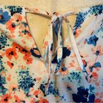 Merona  A-Line Flutter Sleeve Dress M White Coral Floral Tie Back Summer Brunch Photo 4