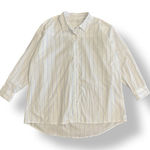 Olive & Oak Olive‎ + Oak Shirt L White Blue Pinstripe Button Down Oversized Blouse Photo 0