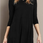 Eileen Fisher  Black Ballet Neck Viscose Jersey Dress – Size Medium Photo 0