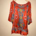 Hale Bob 100% Silk Floral Off Shoulder Cinch Waist Blouse S Photo 2