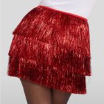 Tipsy Elves  Red Tinsel Fringe Shorts NWT Photo 0