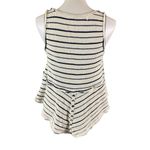 Lucky Brand  Striped Knit Peplum Tank Cream Navy Boho Casual Summer Top M Photo 1