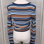 American Eagle OUTFITTERS Cropped Long Sleeve Tee Blue/Multi Stripe-Large Photo 1