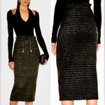 ALC Frank A.L.C. Jaclyn Vegan Leather Paperbag Smocked Stretch Midi Pencil Skirt Sz 6 💛 Photo 1