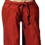 Cache  Rust 100% Raw Silk Removable Self Belt Crop Pant New NWT Linen Feel $108 Photo 2
