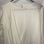 frame denim FRAME Drape Front Long Sleeve Silk Charmeuse Business Casual Blouse Ivory XS Photo 3