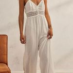 Urban Outfitters Jumpsuit White Wide Leg Gauze Cotton Crochet Cottagecore L NWT Photo 0