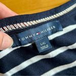 Tommy Hilfiger  Striped Scoop Embellished Neck T-Shirt, Navy, White, Size L Photo 7