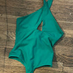 NBD  emerald green wrap neck bodysuit Photo 0