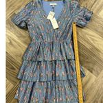 WAYF Floral Tiered Minidress In Blue Roses baby blue dress Size XS Photo 3