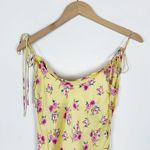 ZARA Safia Yellow Floral Draped Camisole Satin Slip Mini Dress Photo 6