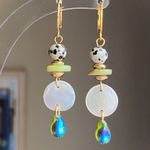 Handmade unique retro vintage fairy boho style dangle earrings🌀🍃💛 Photo 1