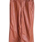 Judy Blue Vegan Leather Pants Cognac Wide Leg Cropped Tummy Control Photo 0