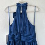 Mac Duggal Ruffle Tiered Soft Tie Halter Neck Gown in Sapphire Blue Photo 6