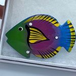 Artisan Bright fun  made lightweight wooden fish brooch Photo 1